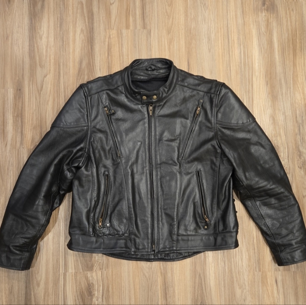 Vintage Motorcycle Jacket With Lace Up Sides And Padded Elbows